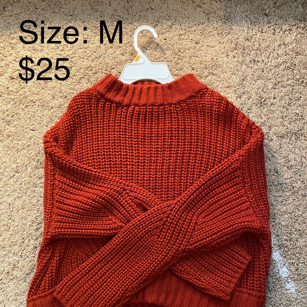 Orange/Red Knitted Crop Top Sweater